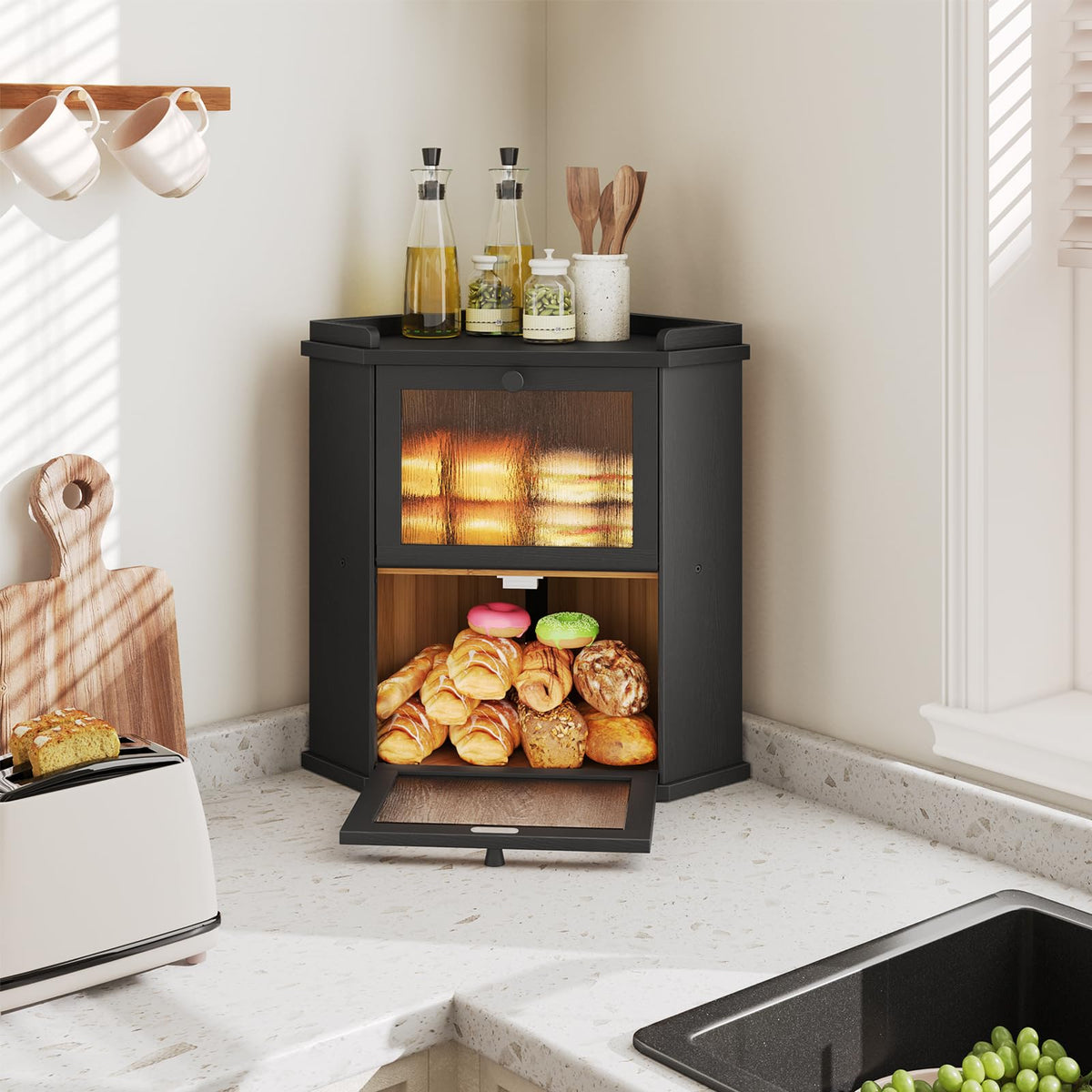 2-Tier Bamboo Bread Box O871798