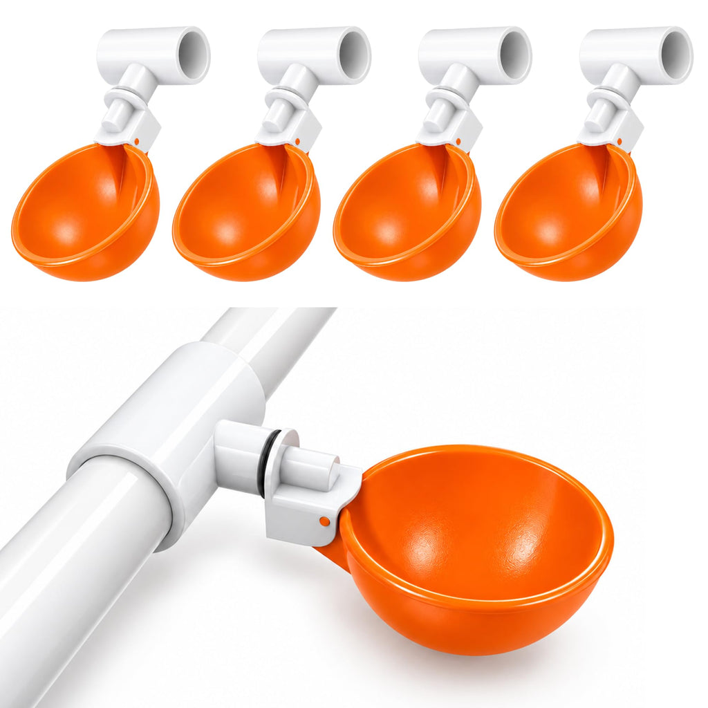 Large Automatic Chicken Waterer Cups with 1/2" PVC Tee Fittings 5-Pack O790