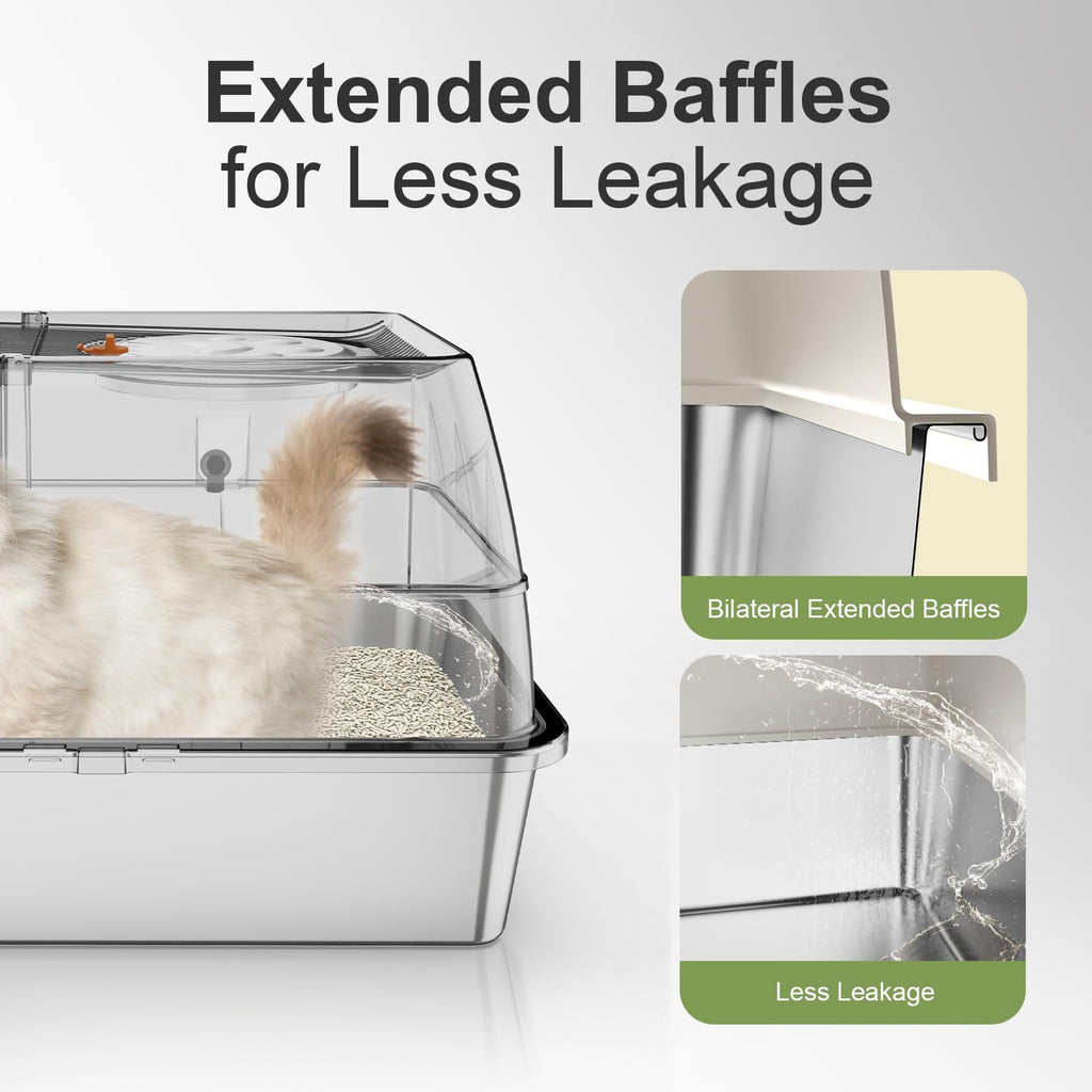 XL Stainless Steel Enclosed Litter Box with Lid Z223048