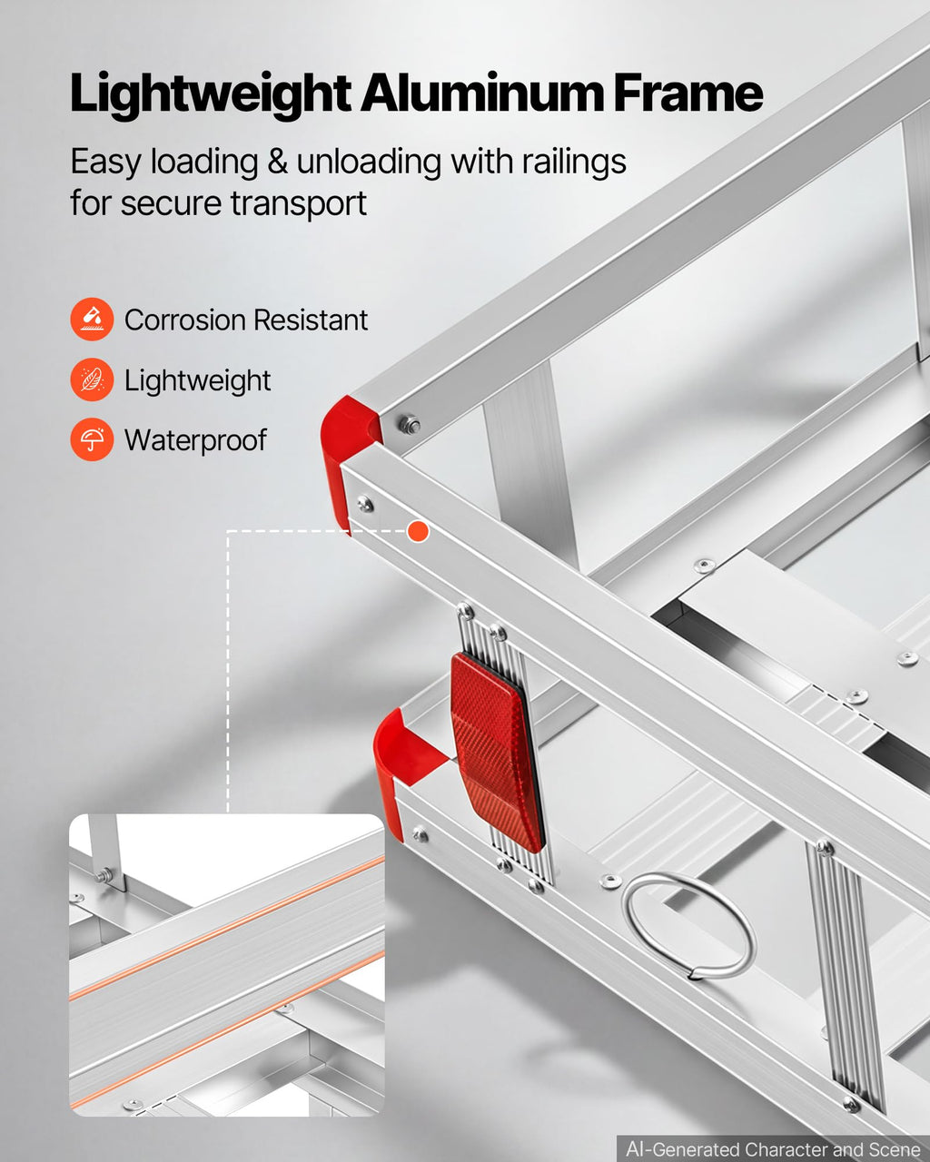 500LBS Aluminum Hitch Wheelchair Carrier with Folding Ramp F59716