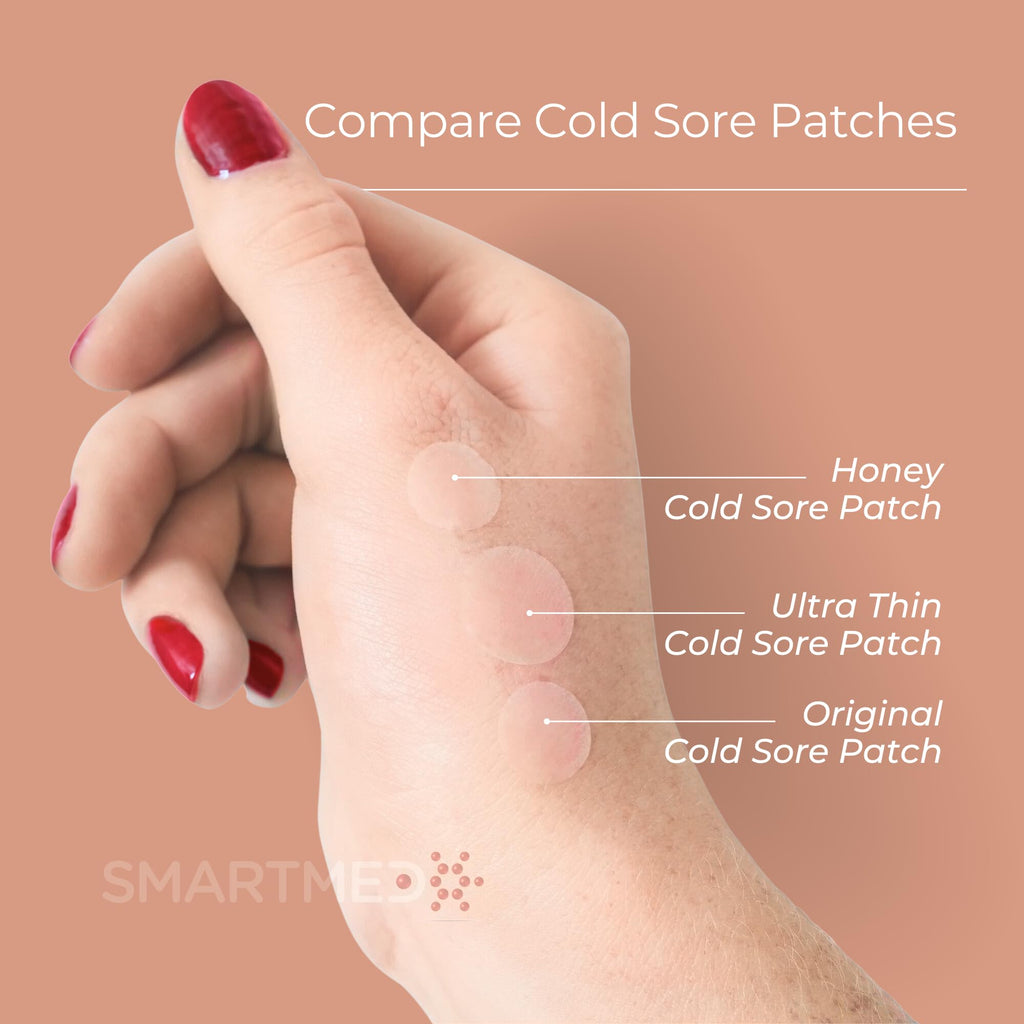 15 mm Hydrocolloid Cold Sore Patches with Lysine, Honey, Zinc & Lemon Balm, 24 Count J3434