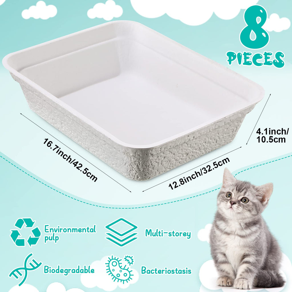 8 Pack Disposable Paper Cat Litter Boxes V893453