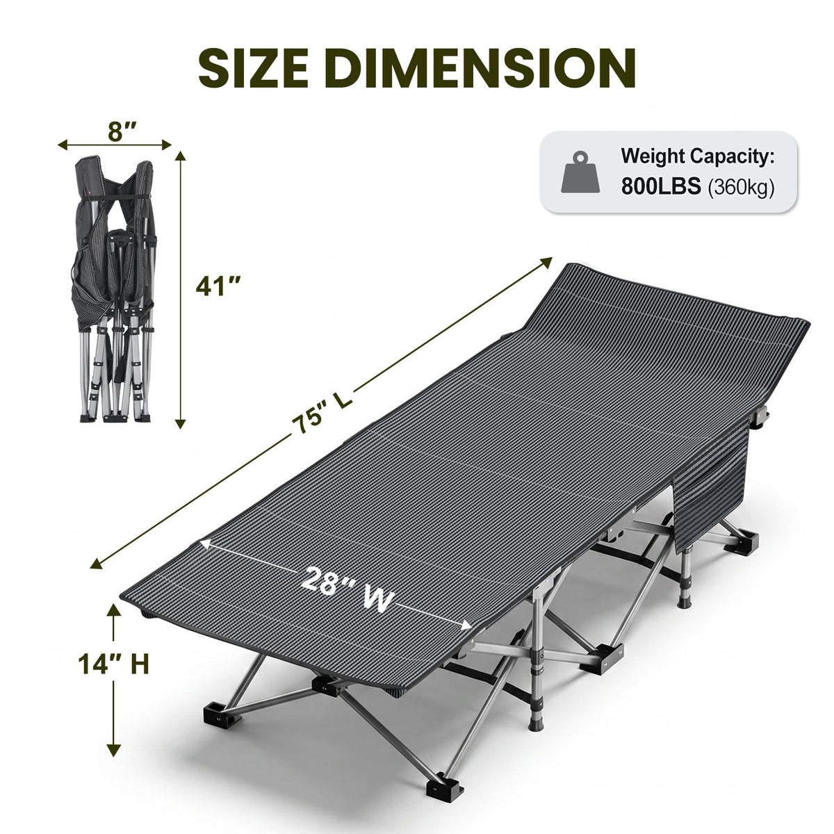 Folding Camping Cot with Mattress, 2 Pack F5749