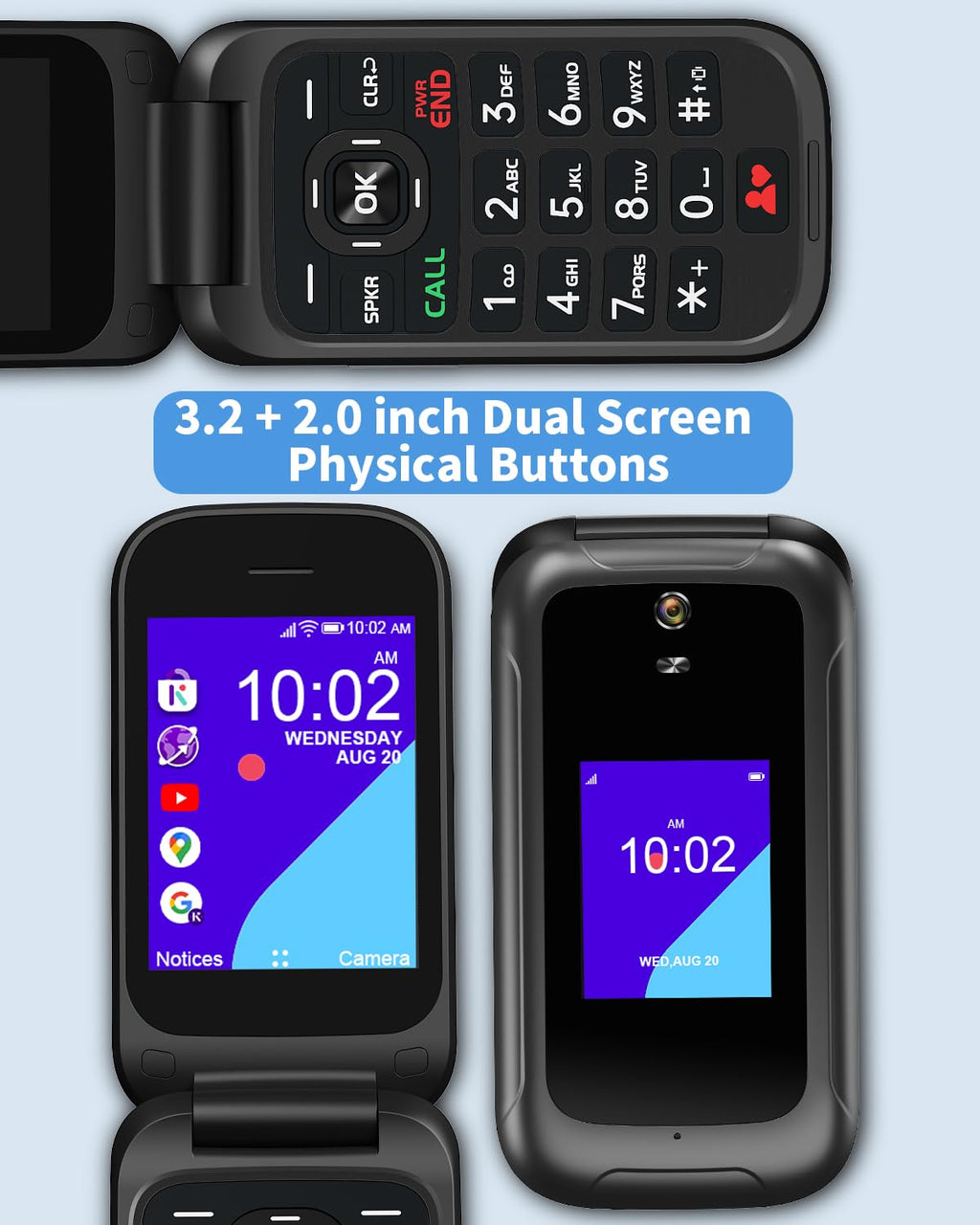 Unlocked 4G Flip Phone with Dual Screen J4264