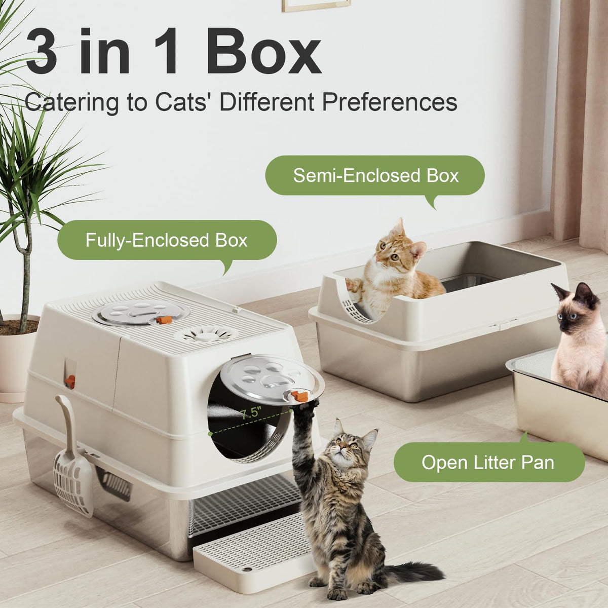 XL Stainless Steel Enclosed Litter Box with Lid Z223048