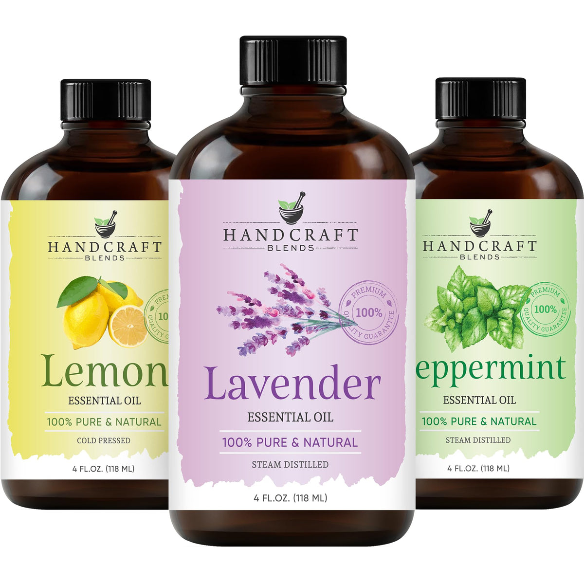 Lemon Peppermint Lavender Essential Oil Set 4 Fl. Oz P49390