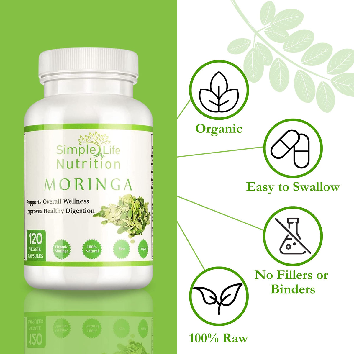 Organic Moringa Powder Capsules X70336