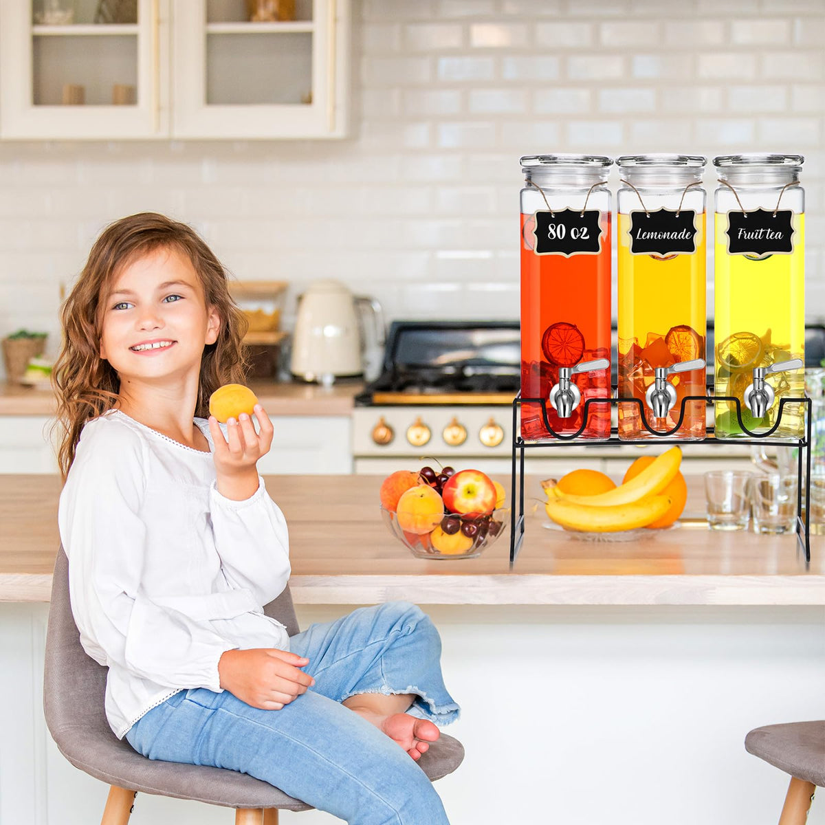 80 oz Glass Drink Dispenser with Stand and Spigot R802