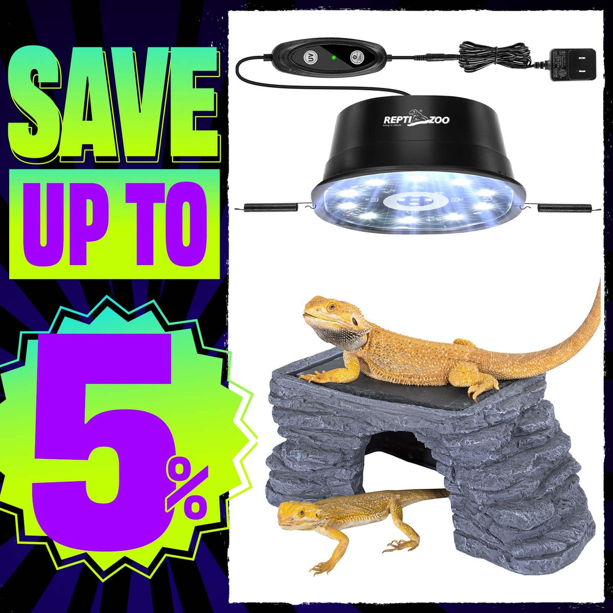 UVB Reptile Light with Basking Platform Combo Kit W2118