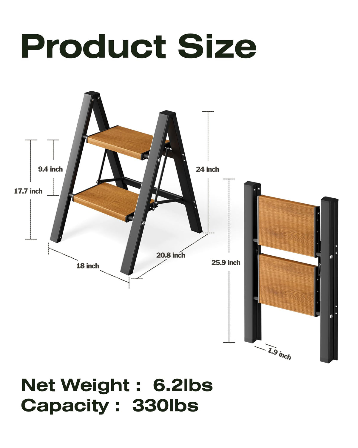 Foldable Aluminum 2 Step Stool Q166