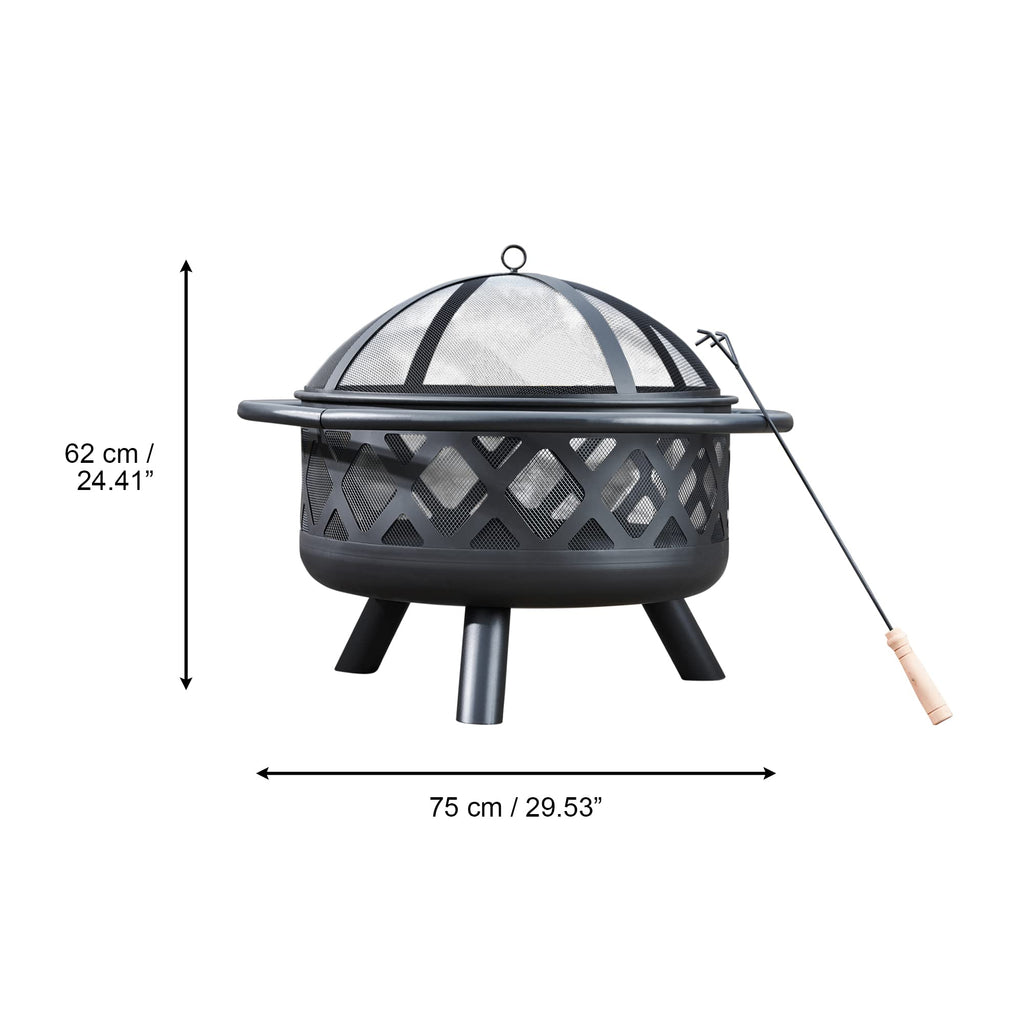 Round Steel 30 Inch Black Wood Burning Fire Pit W967232