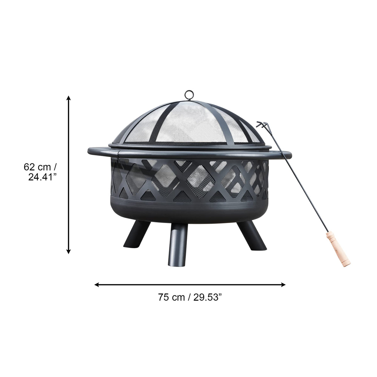 Round Steel 30 Inch Black Wood Burning Fire Pit W967232