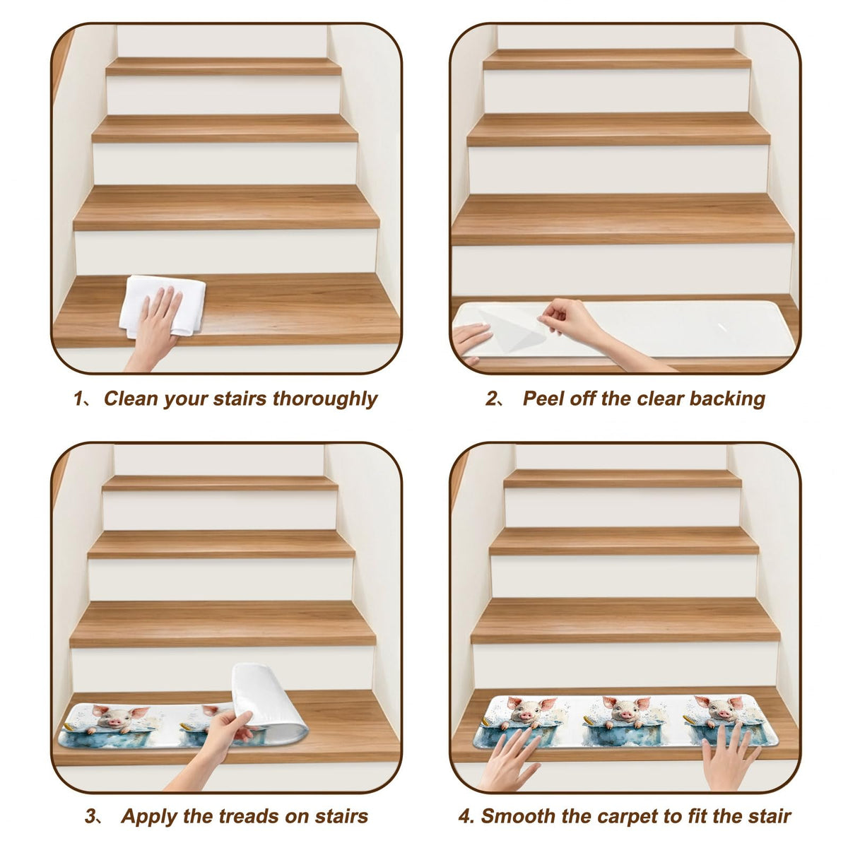 Non Slip Carpet Stair Treads 7 Pack 8"x30" Z754544