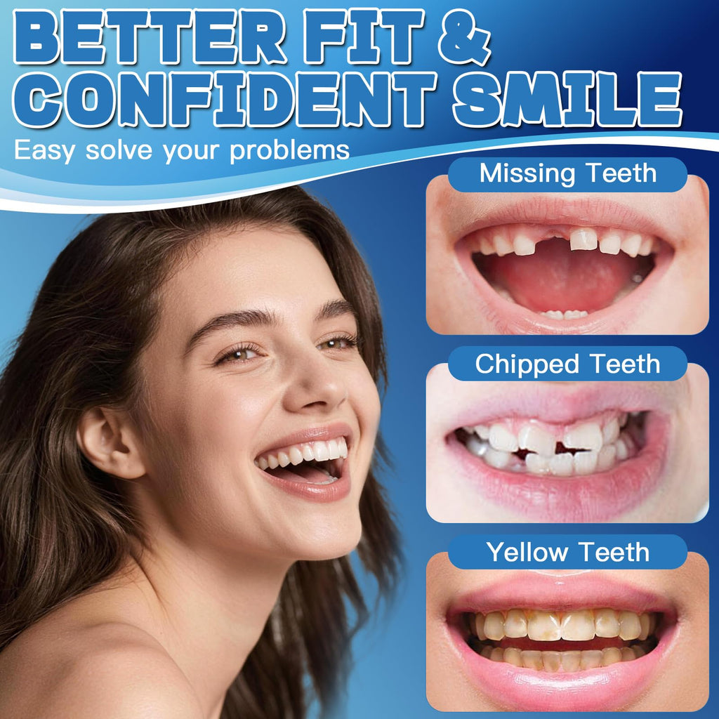 Moldable False Teeth Dentures Set with Dental Adhesive Beads S375