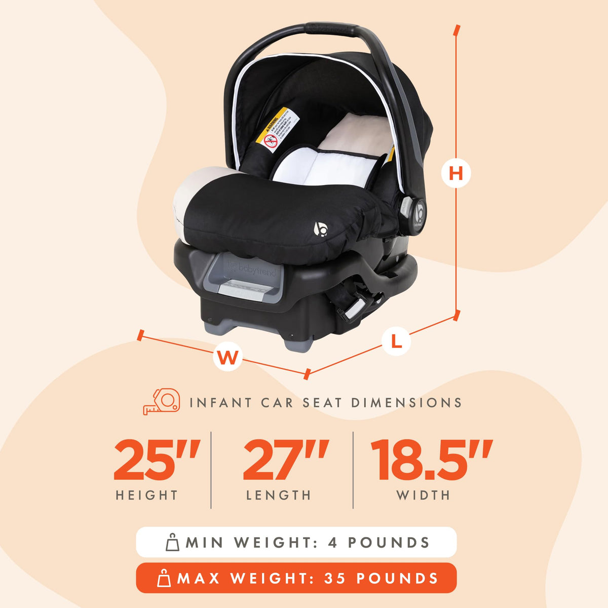 Khaki Infant Car Seat with Cover and Harness H1226