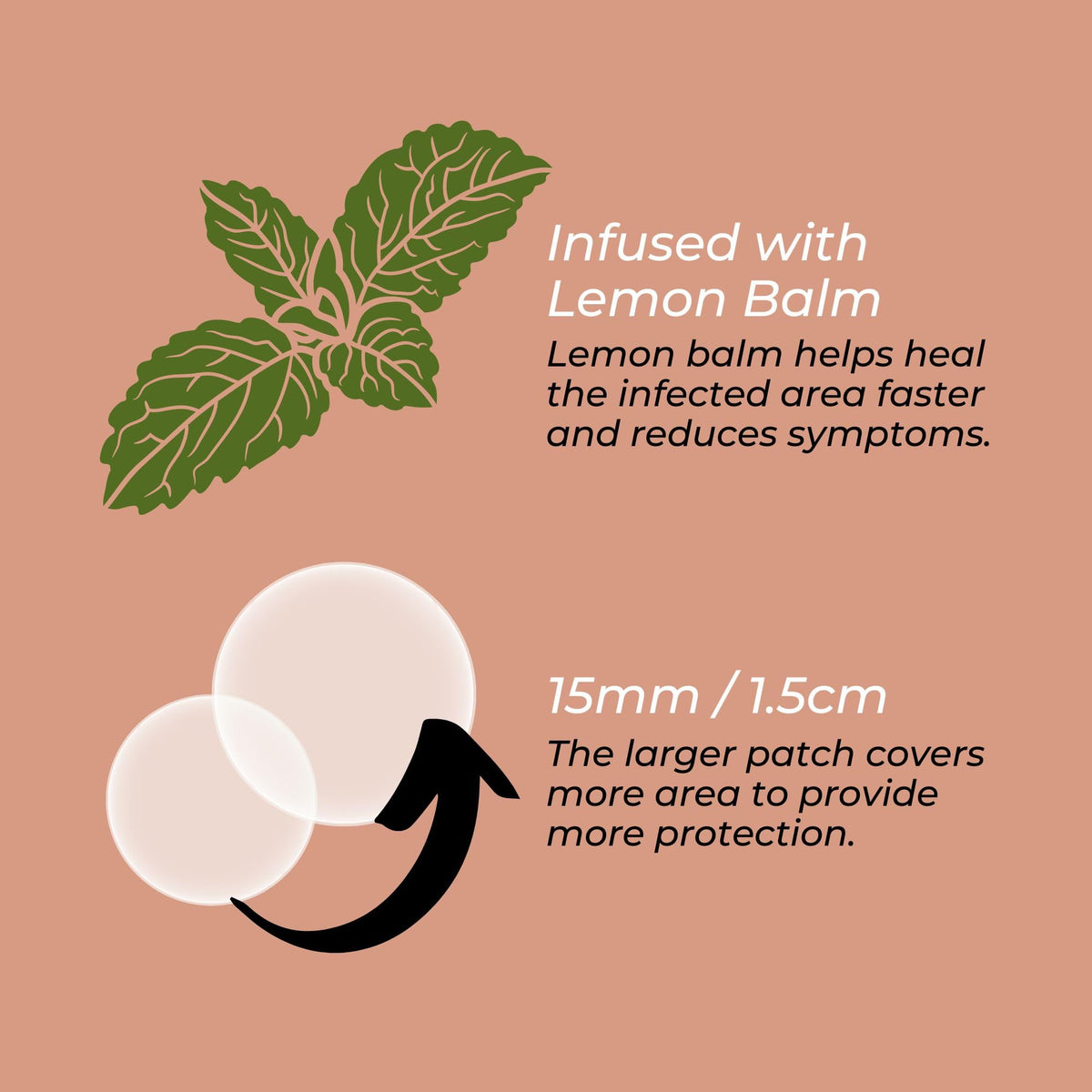 15 mm Hydrocolloid Cold Sore Patches with Lysine, Honey, Zinc & Lemon Balm, 24 Count J3434