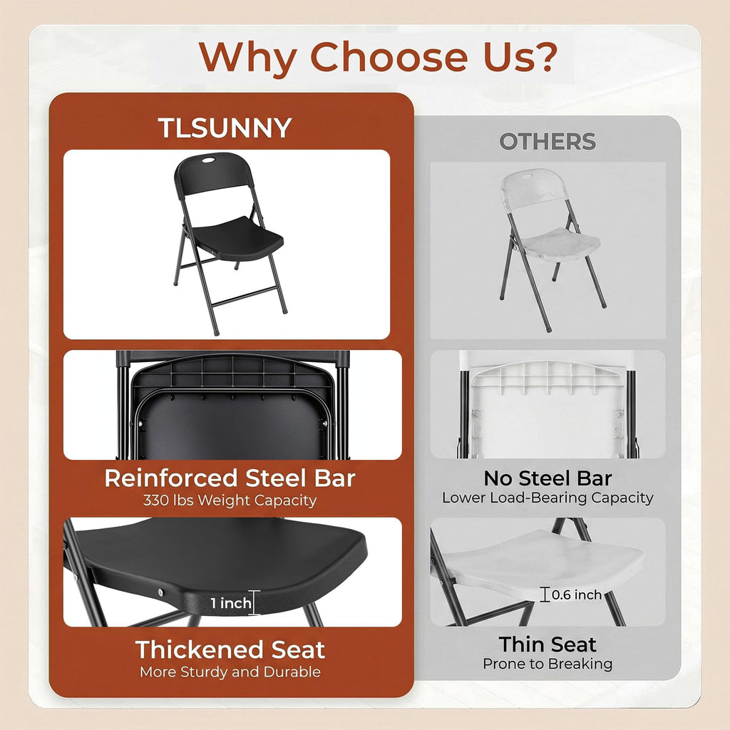 Black Plastic Folding Chair with Steel Frame C757
