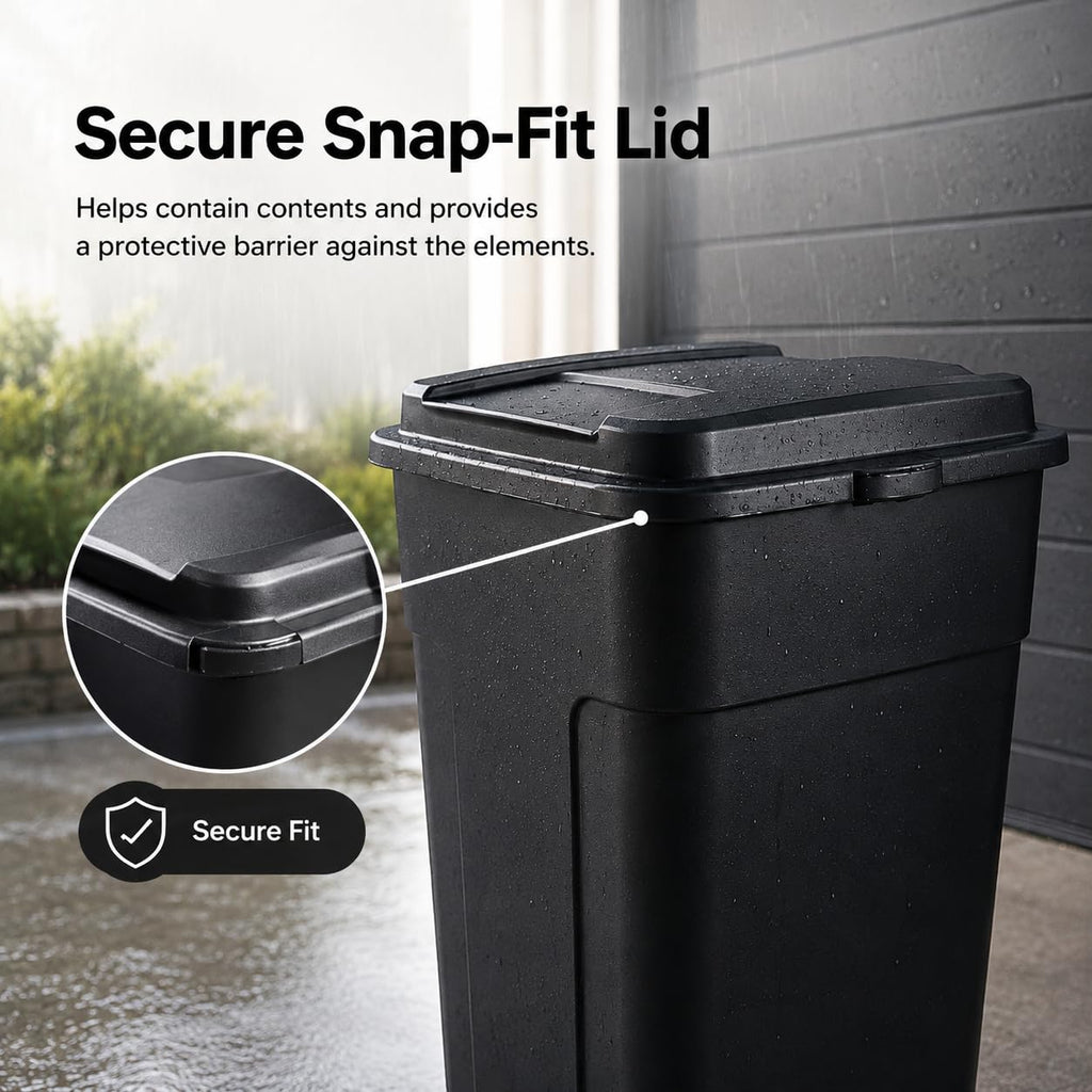 50 Gallon Wheeled Plastic Trash Can with Lid and Handle N312