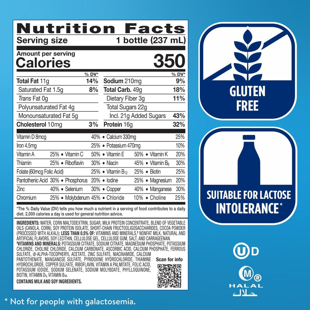 Milk Chocolate Nutrition Shake With Fiber, 24 Pack Q56640