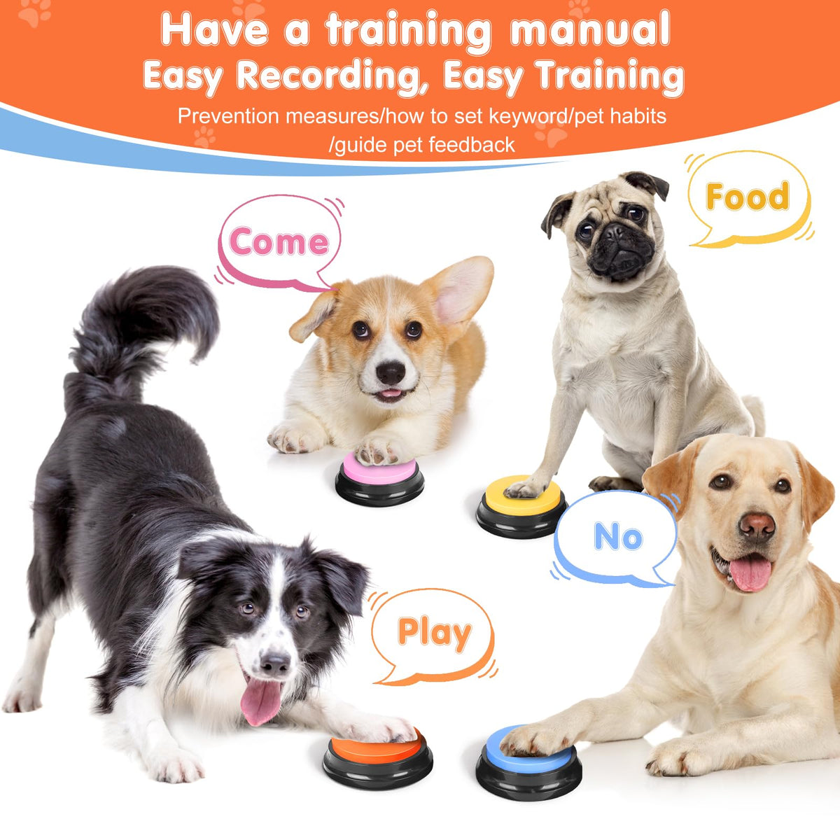 8 Recordable Sound Buttons Dog Training Toy N361