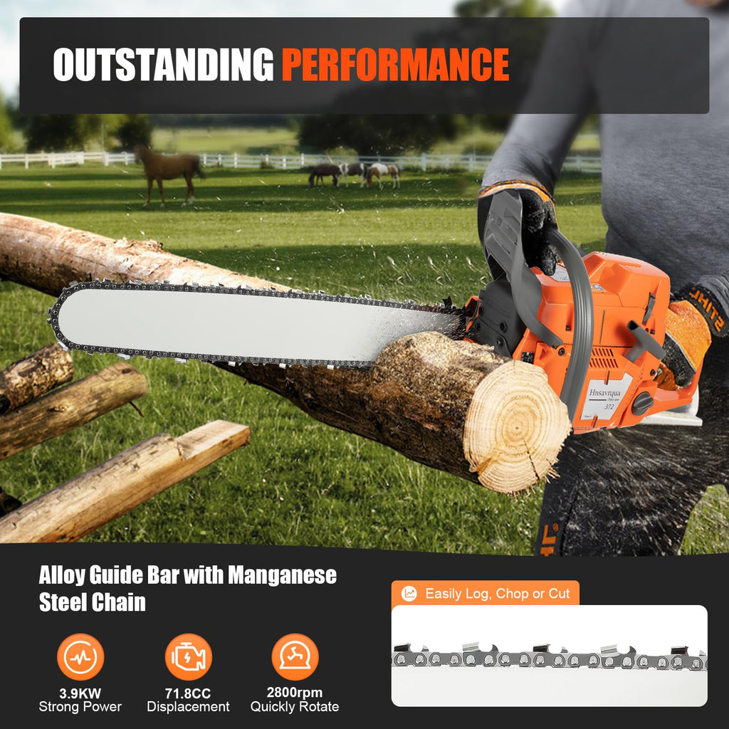 72CC Gas Chainsaw 2 Stroke 24'' Guide Board L74458