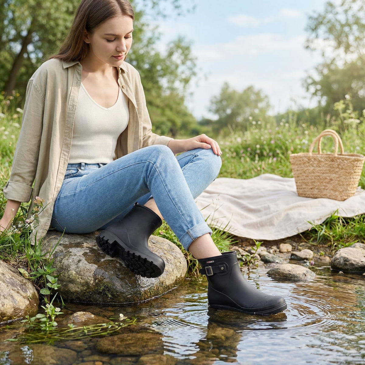 Waterproof Short Ankle Rubber Rain Boots Y316890