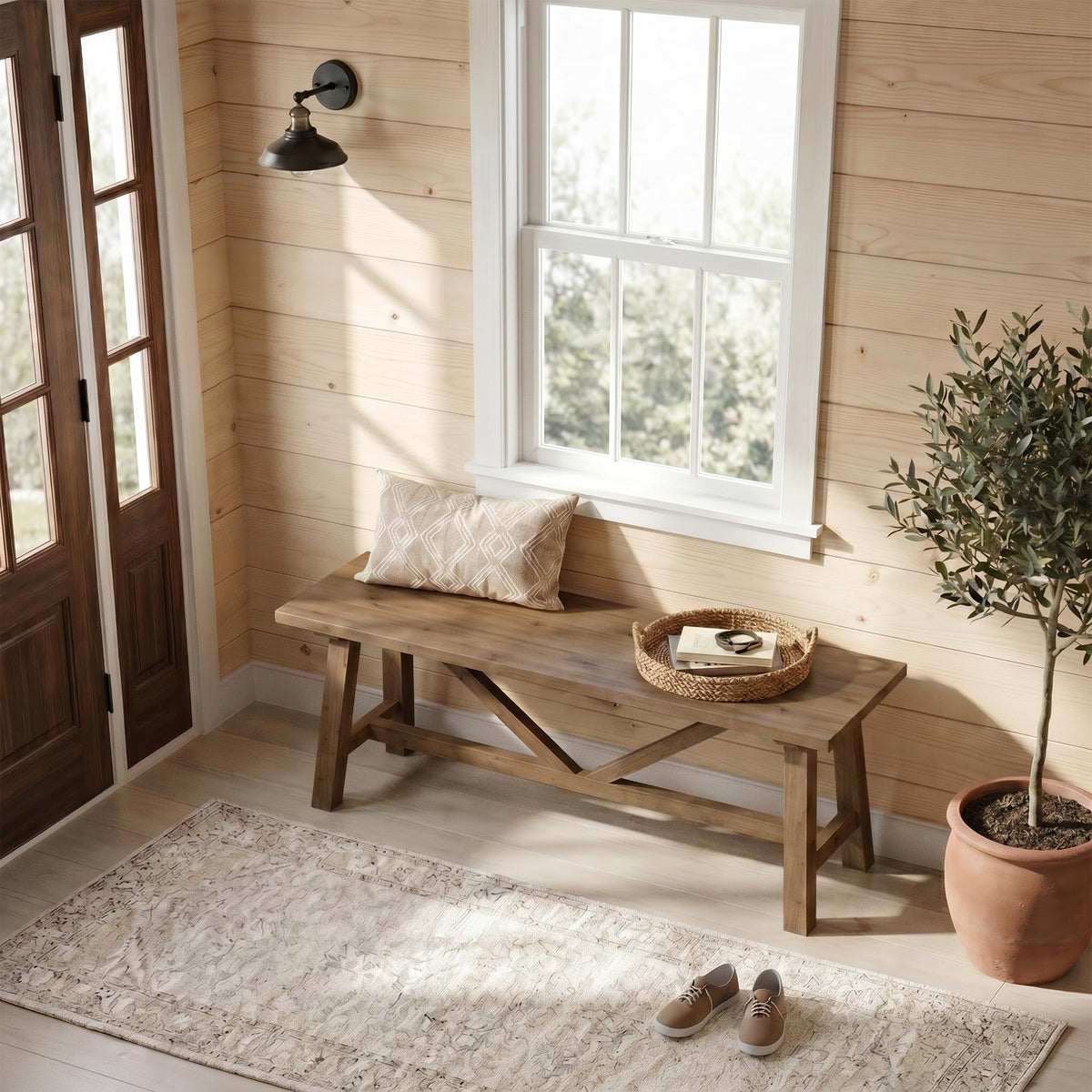 43" Solid Wood Bench H281