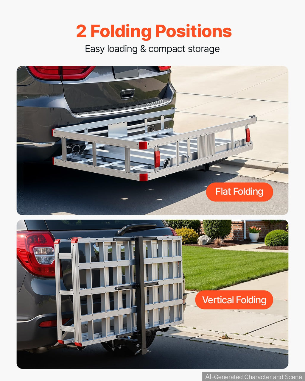 500LBS Aluminum Hitch Wheelchair Carrier with Folding Ramp F59716