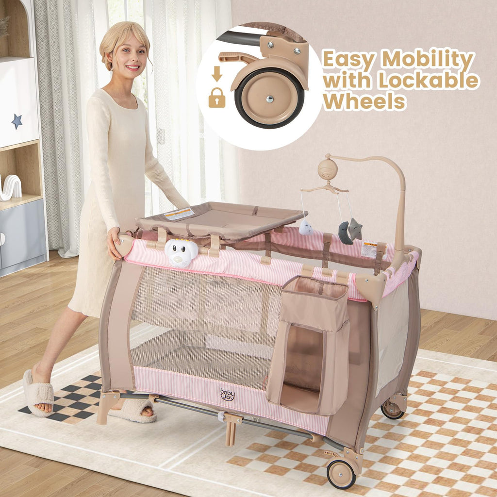 3 in 1 Pink Pack and Play with Bassinet H74286