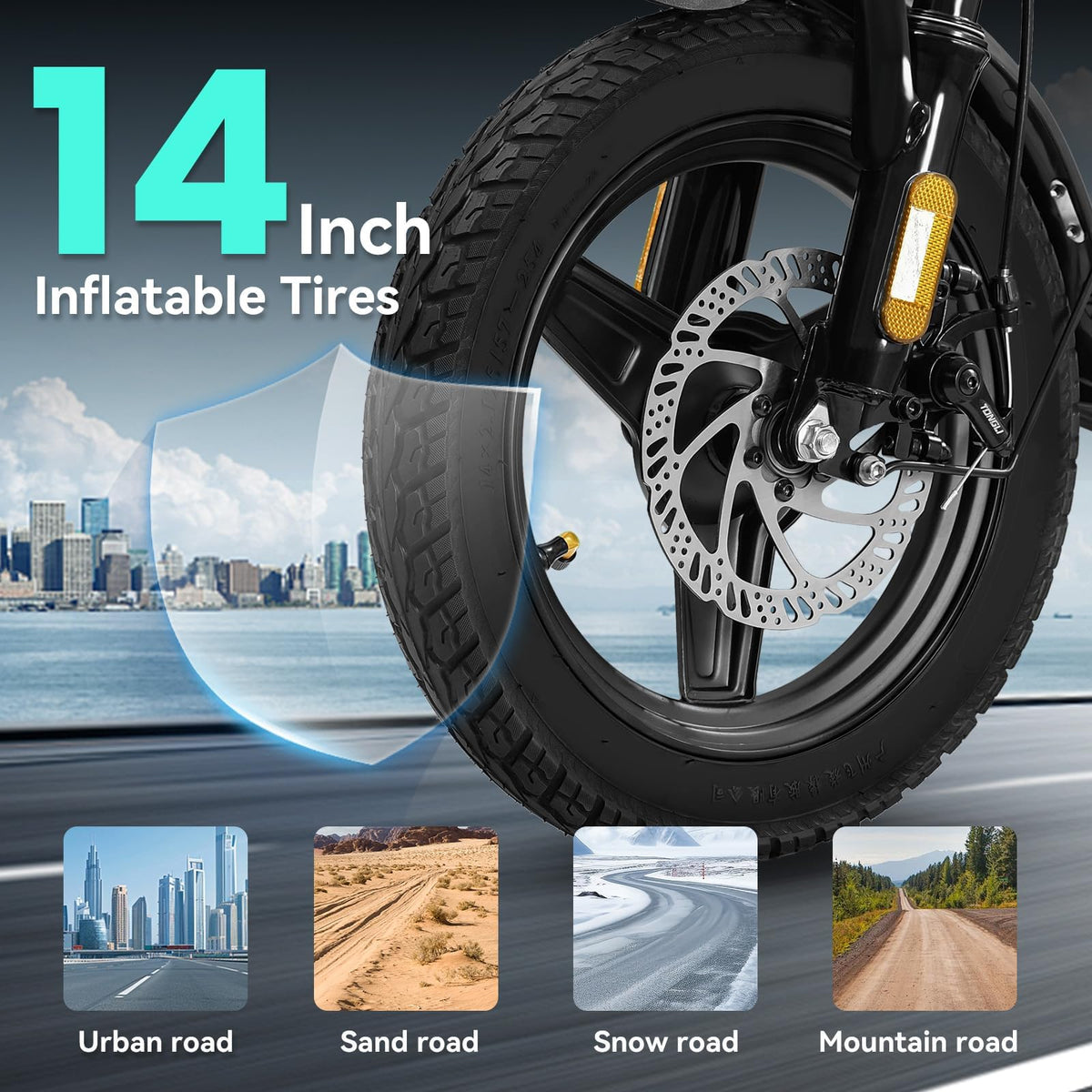 Electric Bike 1200W Peak Motor 20-28MPH 32 Miles Range Removable Battery O70593