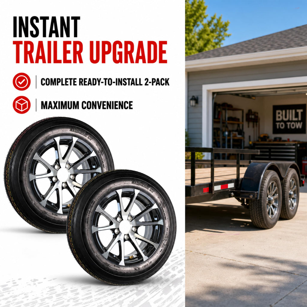 2 Pack Trailer Tire Rim Assembly Black I978811