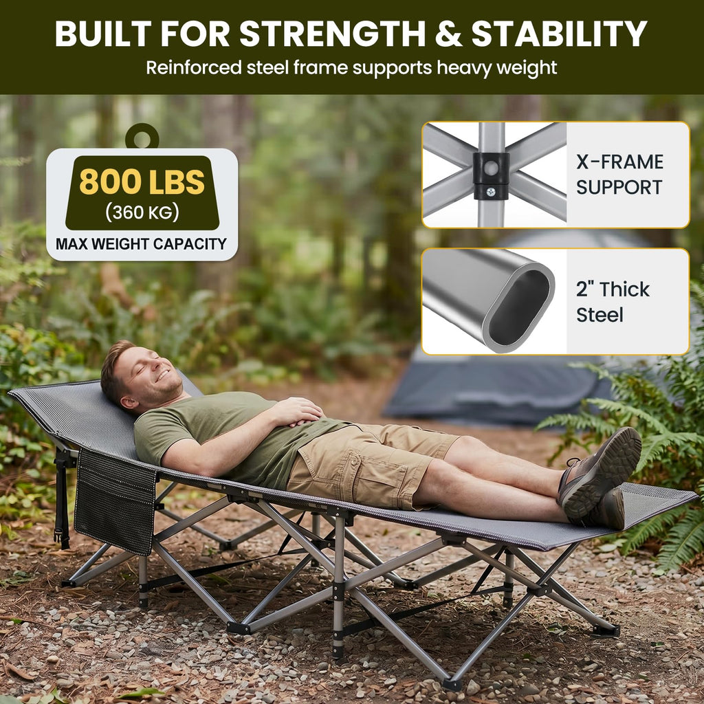 Folding Camping Cot with Mattress, 2 Pack F5749