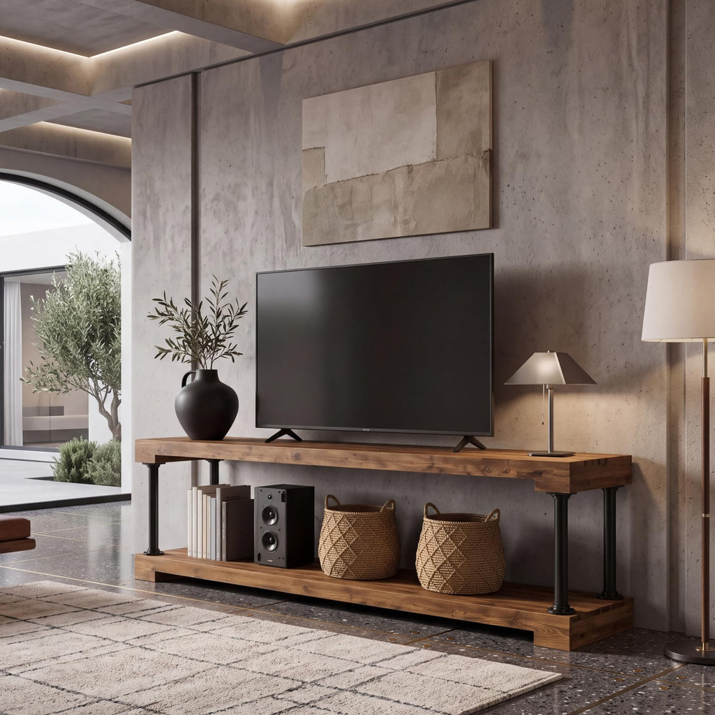 Solid Wood TV Stand for 75-Inch TV O6889