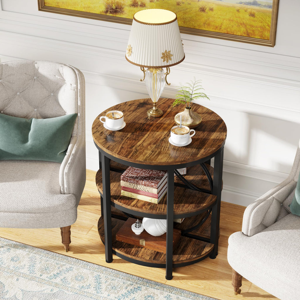 Half Round 3-Tier Metal End Table I49386