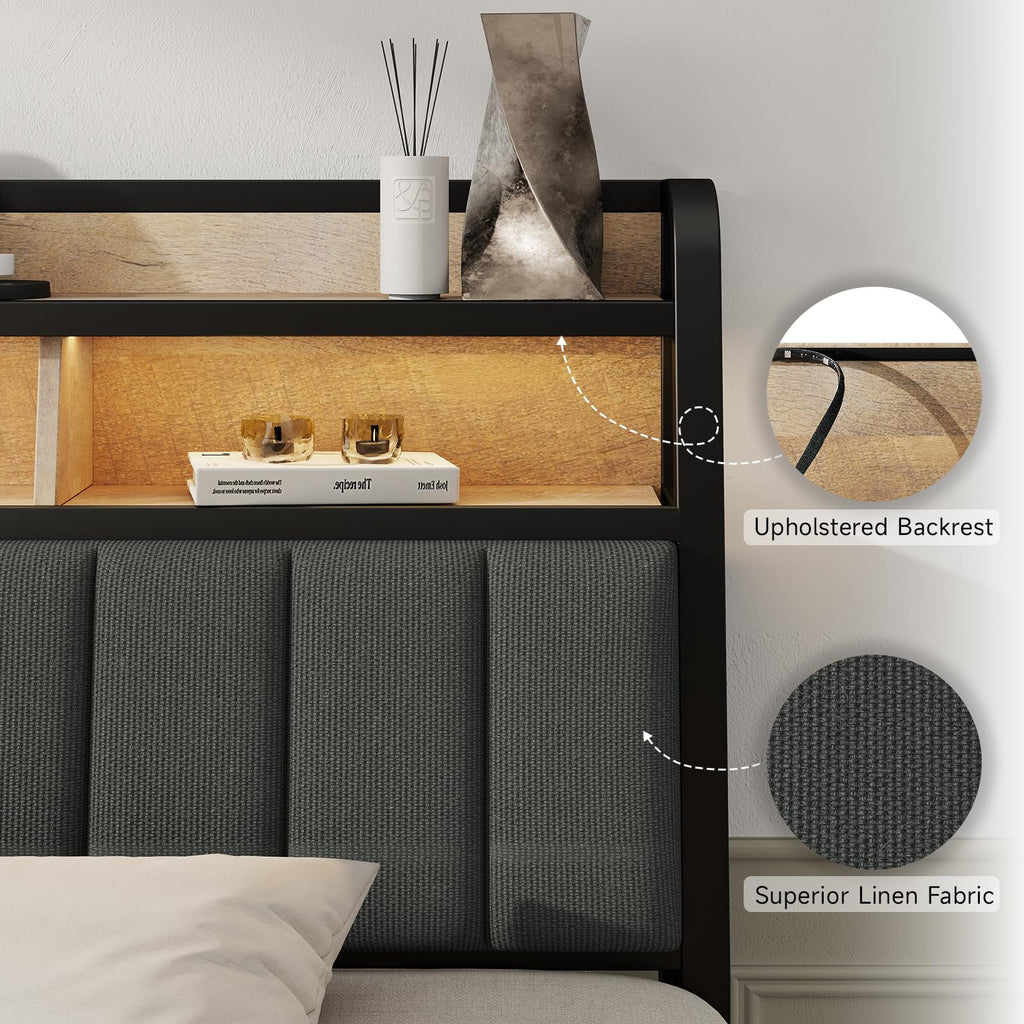 King Headboard with Storage and Charging Station V4437