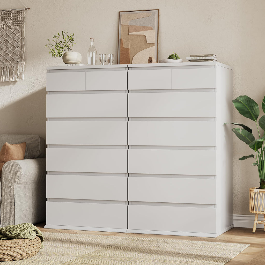 White Tall 7 Drawer Wood Dresser E302