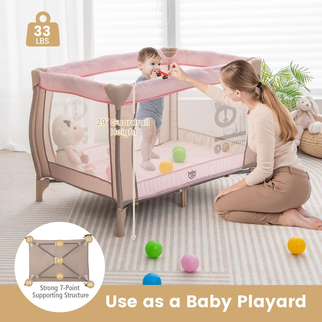 3 in 1 Pink Pack and Play with Bassinet H74286