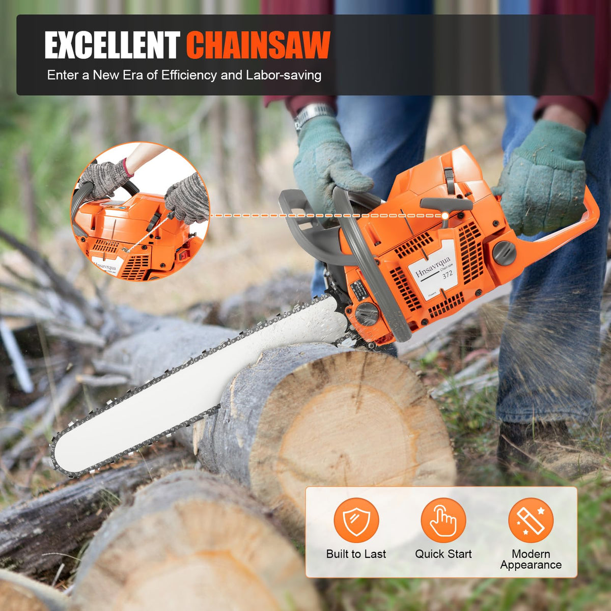 72CC Gas Chainsaw 2 Stroke 24'' Guide Board L74458