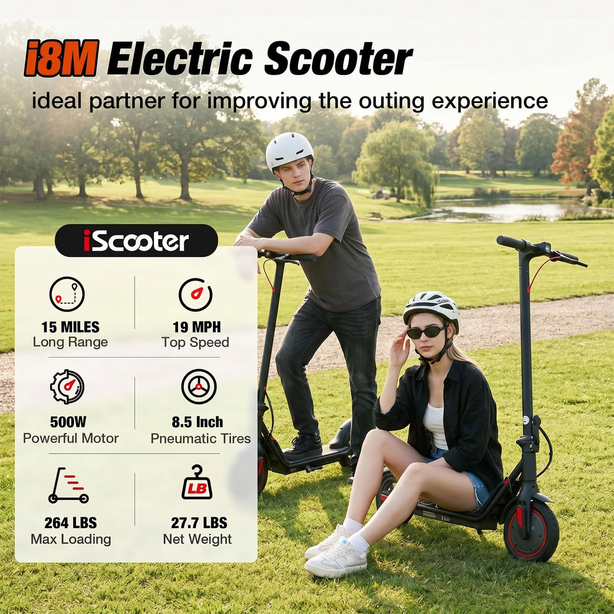 Electric Scooter with 8.5" Pneumatic Tires H39030