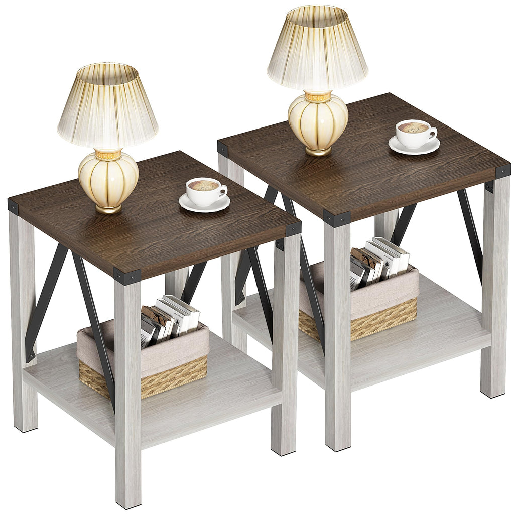 End Table Set of 2 with Storage Shelf V204090