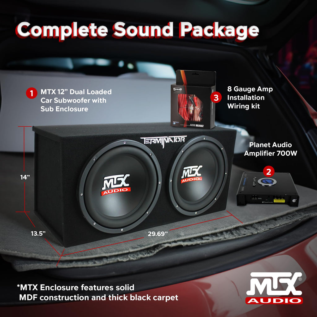 Dual 12" Subwoofers Loaded Enclosure with Amp & Wiring Kit H740181