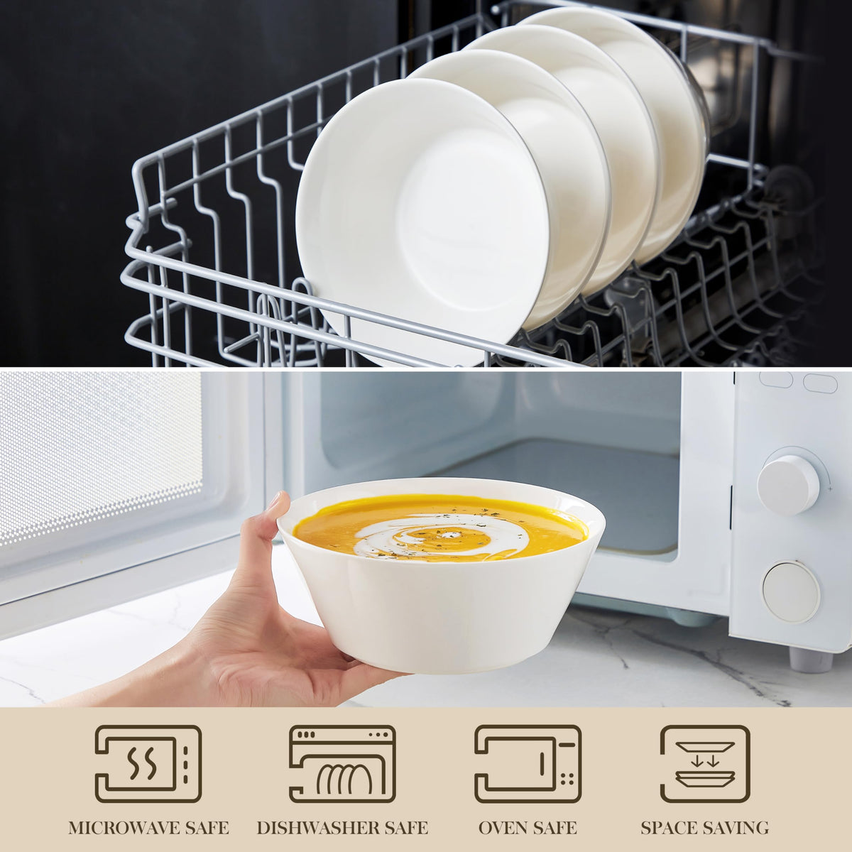 White 35 OZ Soup Bowls Set of 4 U965