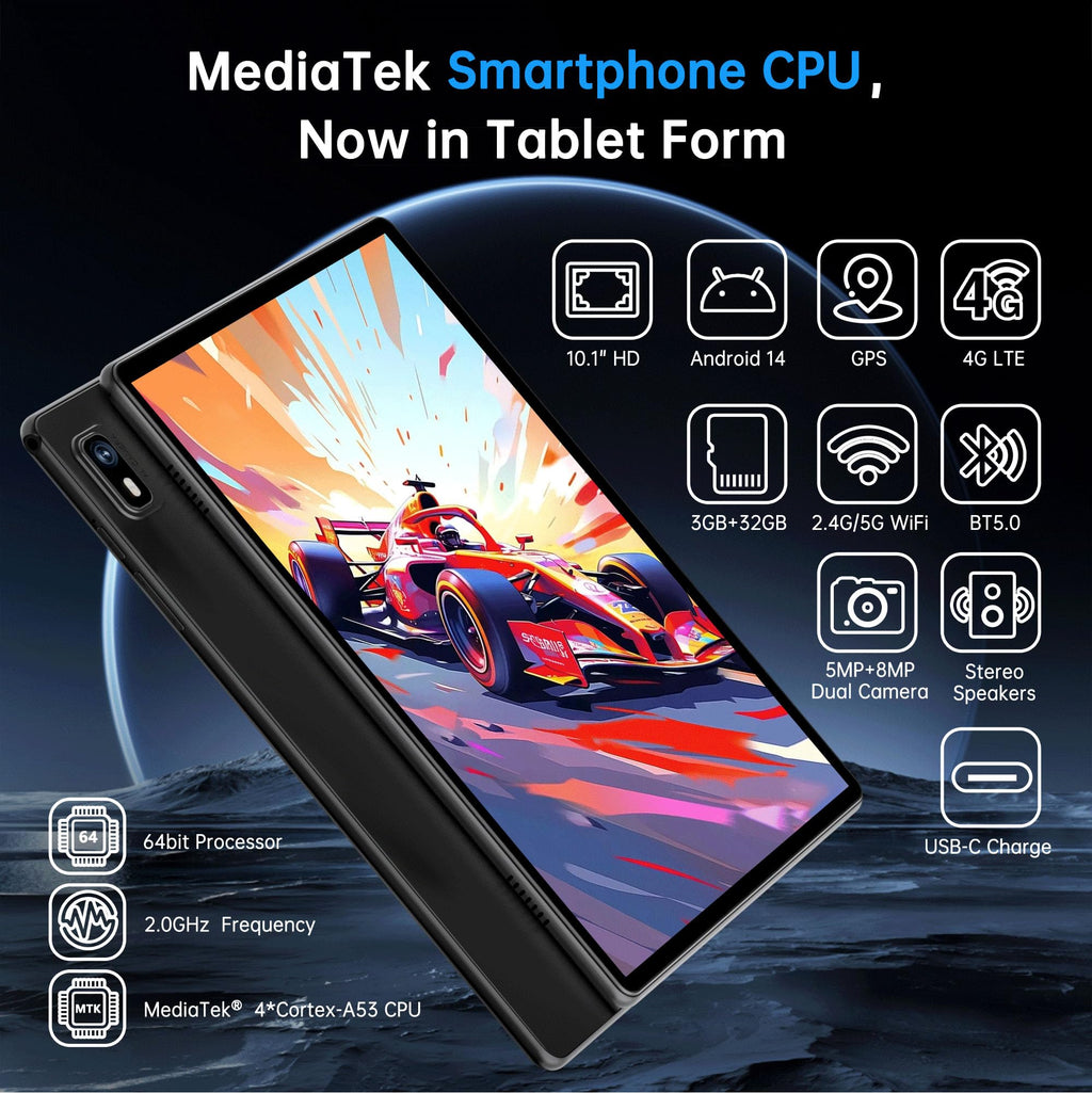 Android 14 Tablet with Sim Card Slot 10GB+32GB 10 inch Tablet B569