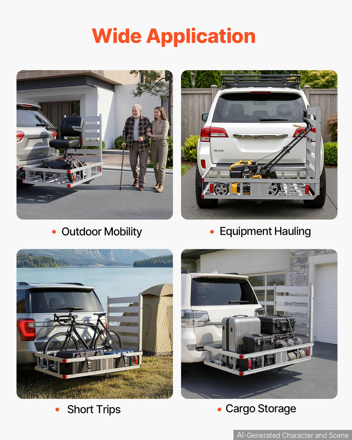 500LBS Aluminum Hitch Wheelchair Carrier with Folding Ramp F59716