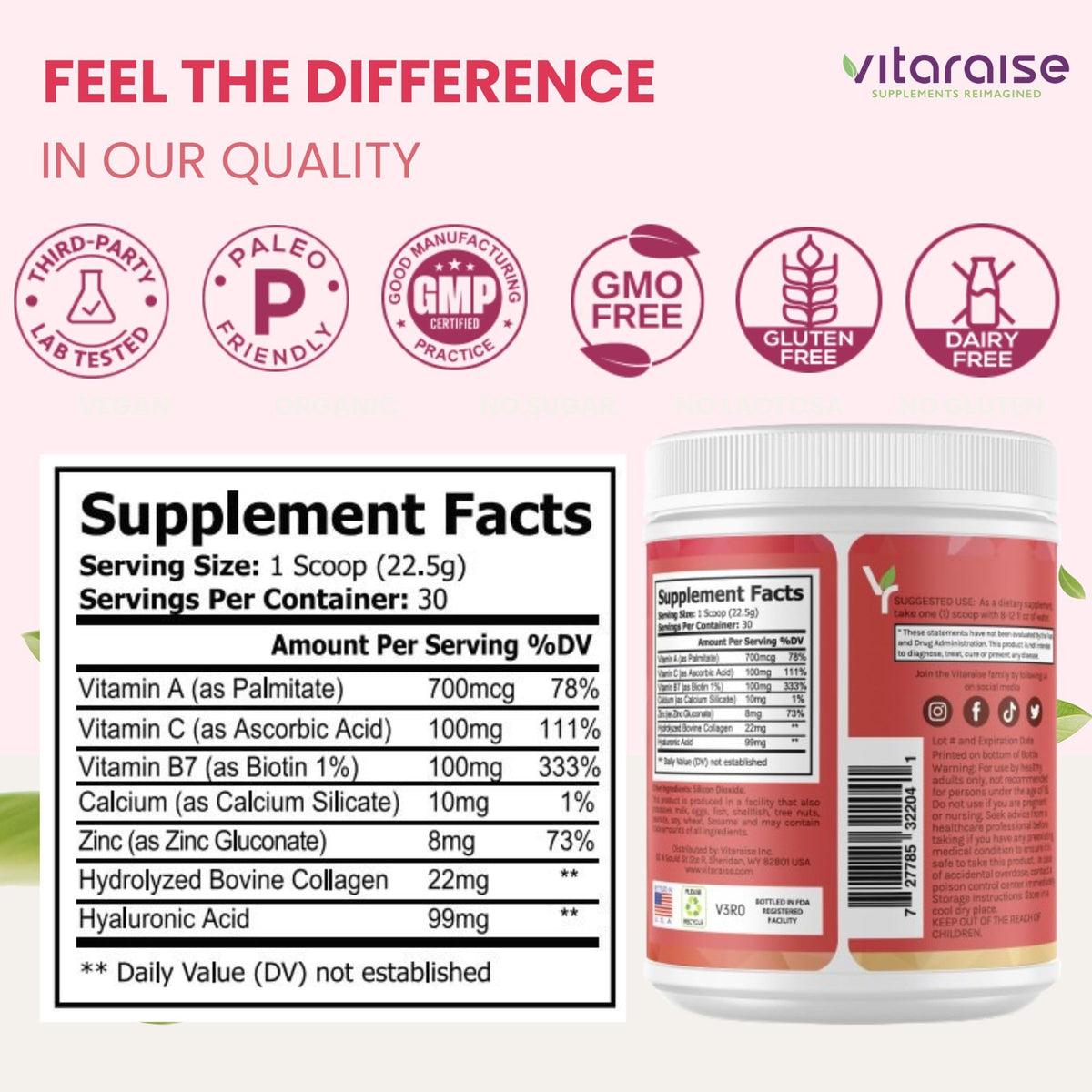Hydrolyzed Collagen Powder, Grass Fed, 22g/Serving, 1.49lb Y376534