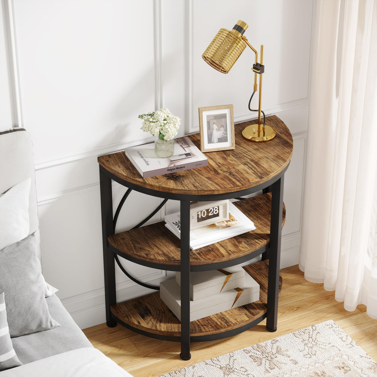 Half Round 3-Tier Metal End Table I49386