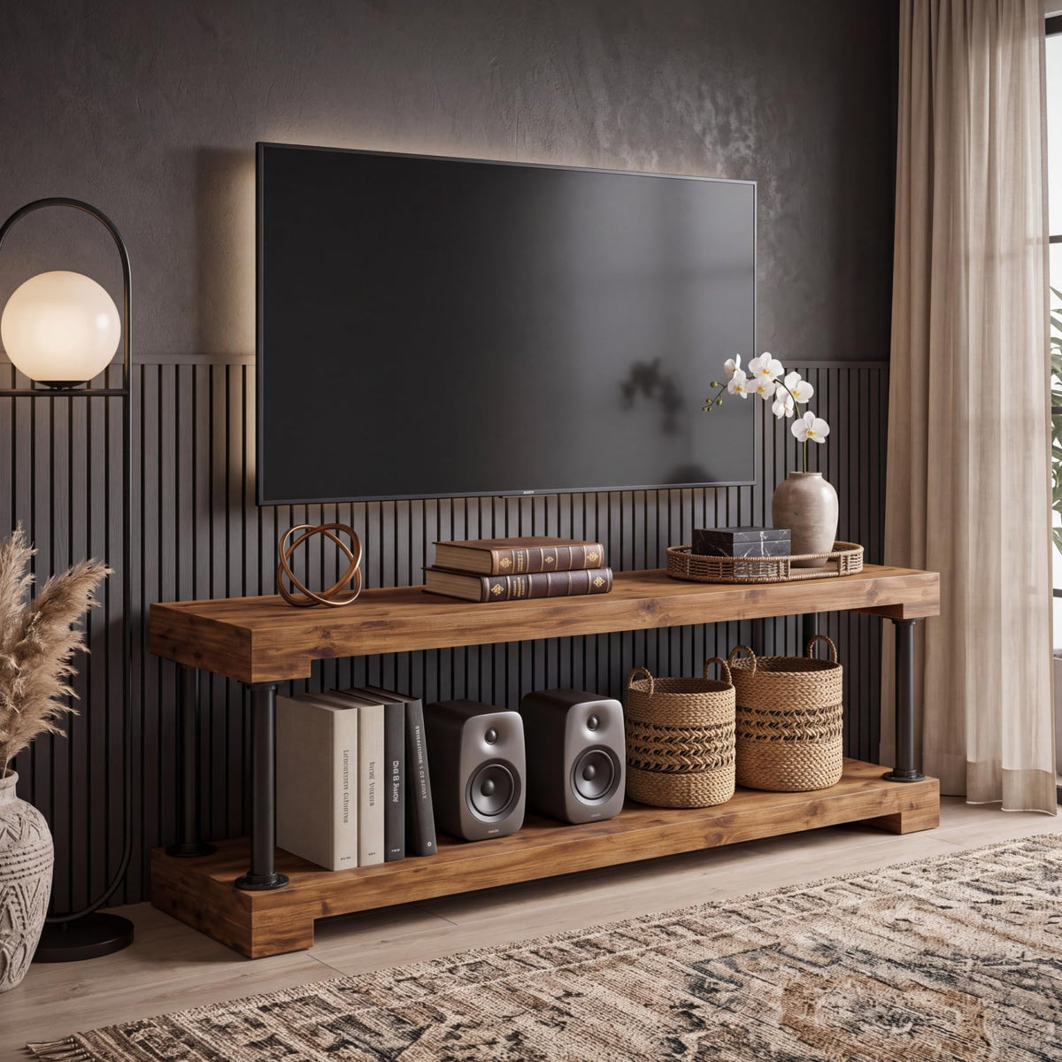 Solid Wood TV Stand for 75-Inch TV O6889
