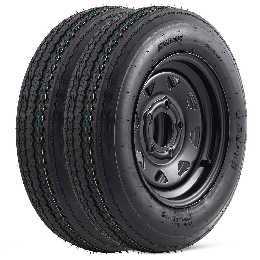 4.80-12 Trailer Tires with 12 in Rims, 2 Pack H730