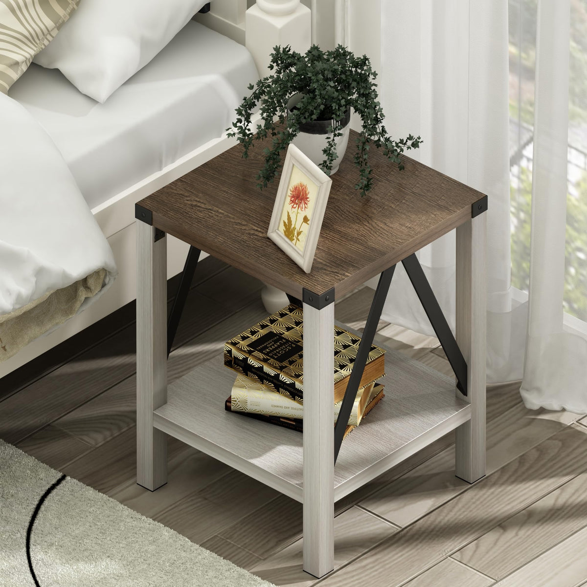 End Table Set of 2 with Storage Shelf V204090