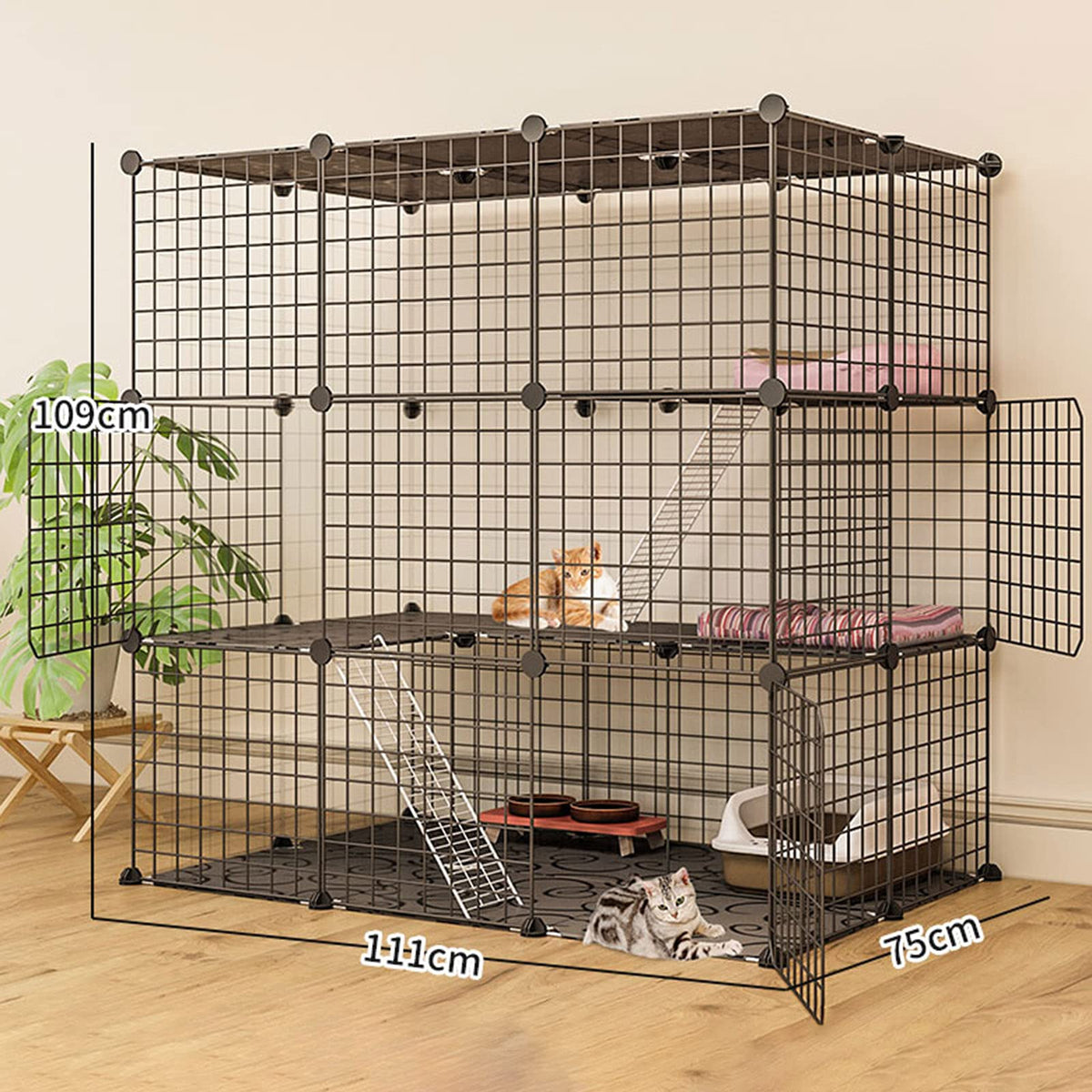 Metal Wire Small Animal Cage 111 * 75 * 109cm H3060
